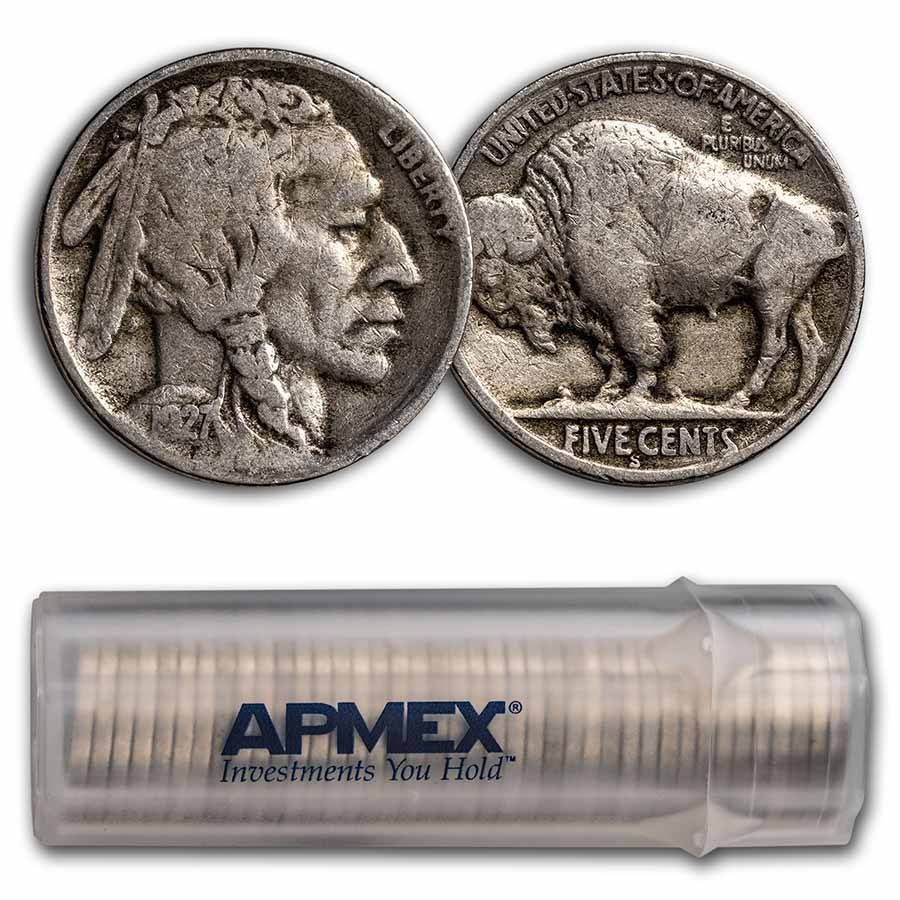 1927-S Buffalo Nickel 40-Coin Roll Avg Circ
