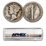 1927-S Mercury Dime 50-Coin Roll Avg Circ
