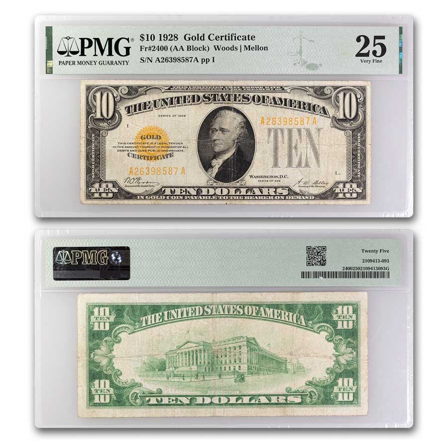1928 $10 Gold Certificate VF-25 PCGS (Fr#2400)