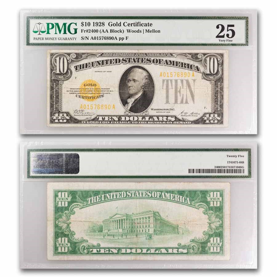 1928 $10 Gold Certificate VF-25 PMG (Fr#2400)