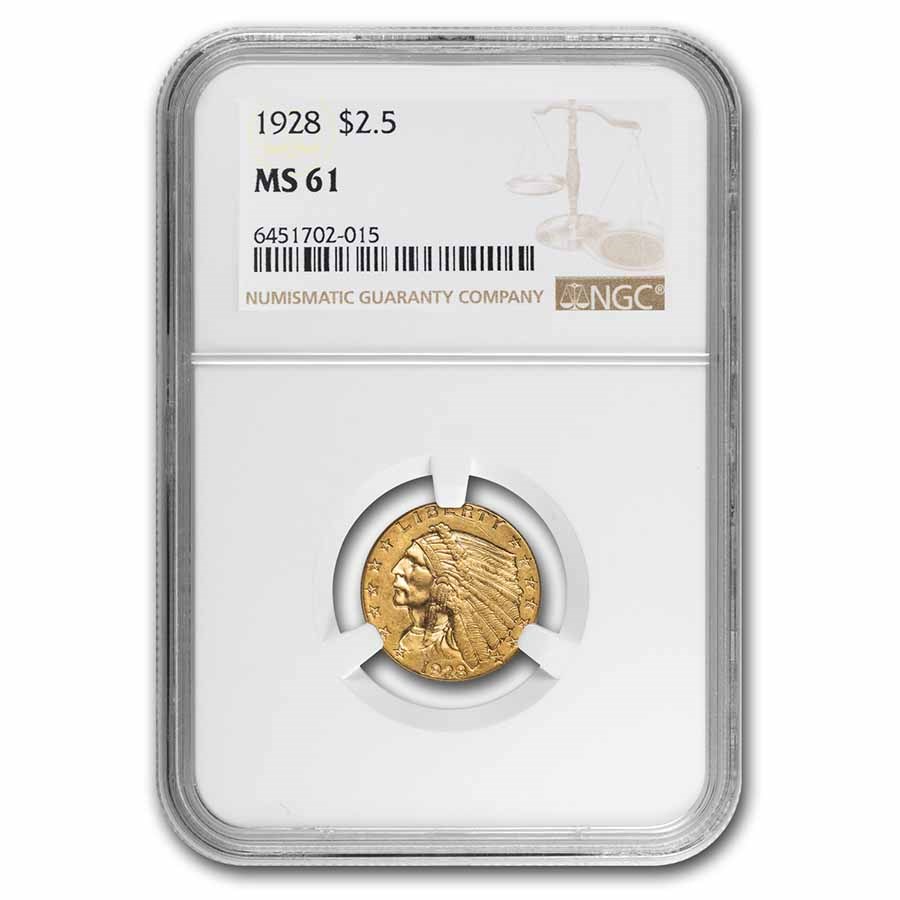 1928 $2.50 Indian Gold Quarter Eagle MS-61 NGC