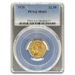 1928 $2.50 Indian Gold Quarter Eagle MS-63 PCGS