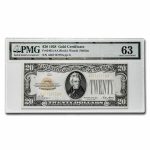 1928 $20 Gold Certificate CU-63 PMG (Fr#2402)