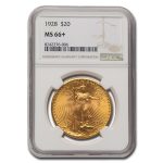 1928 $20 St Gaudens Gold Double Eagle MS-66+ NGC