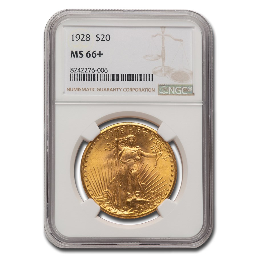 1928 $20 St Gaudens Gold Double Eagle MS-66+ NGC
