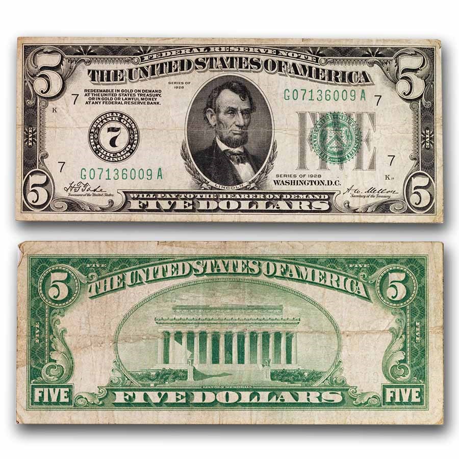 1928 (7-Chicago) $5.00 FRN VF (Fr#1950-G)