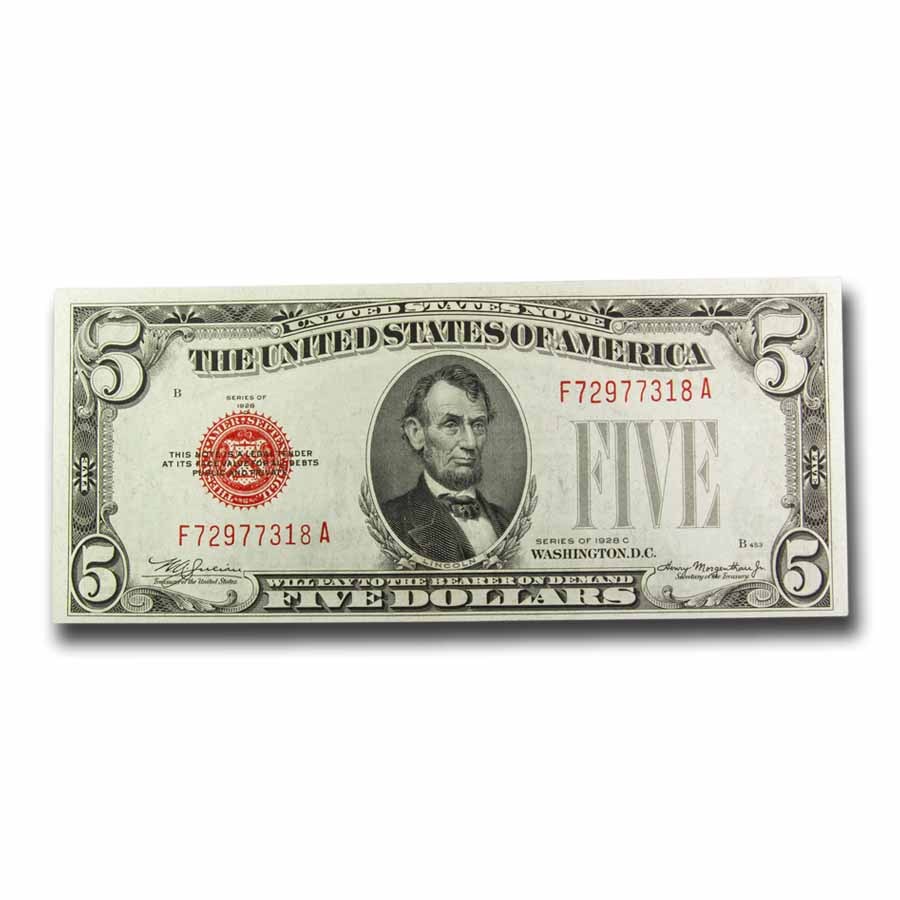 1928-C $5.00 U.S. Note Red Seal CU (Fr#1528)