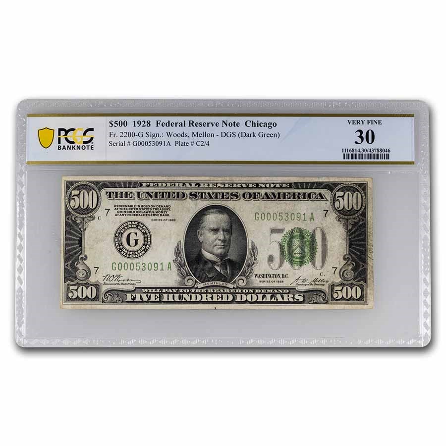 1928 (G-Chicago) $500 FRN VF-30 PCGS (Fr#2200-G)