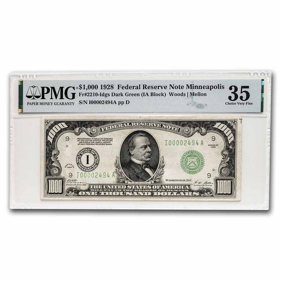 1928 (I-Minneapolis) $1,000 FRN CH VF-35 PMG (Fr#2210-I)