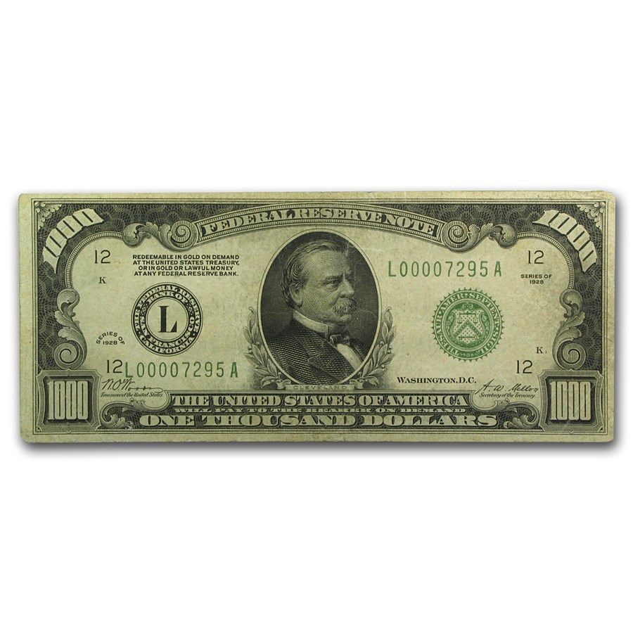 1928 (L- San Francisco) $1,000 FRN VF+ (Fr#2210-L)