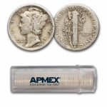 1928 Mercury Dime 50-Coin Roll Avg Circ