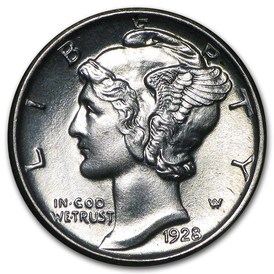 1928 Mercury Dime BU