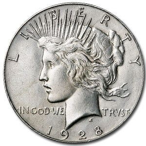 1928-S Peace Dollar AU (Cleaned)