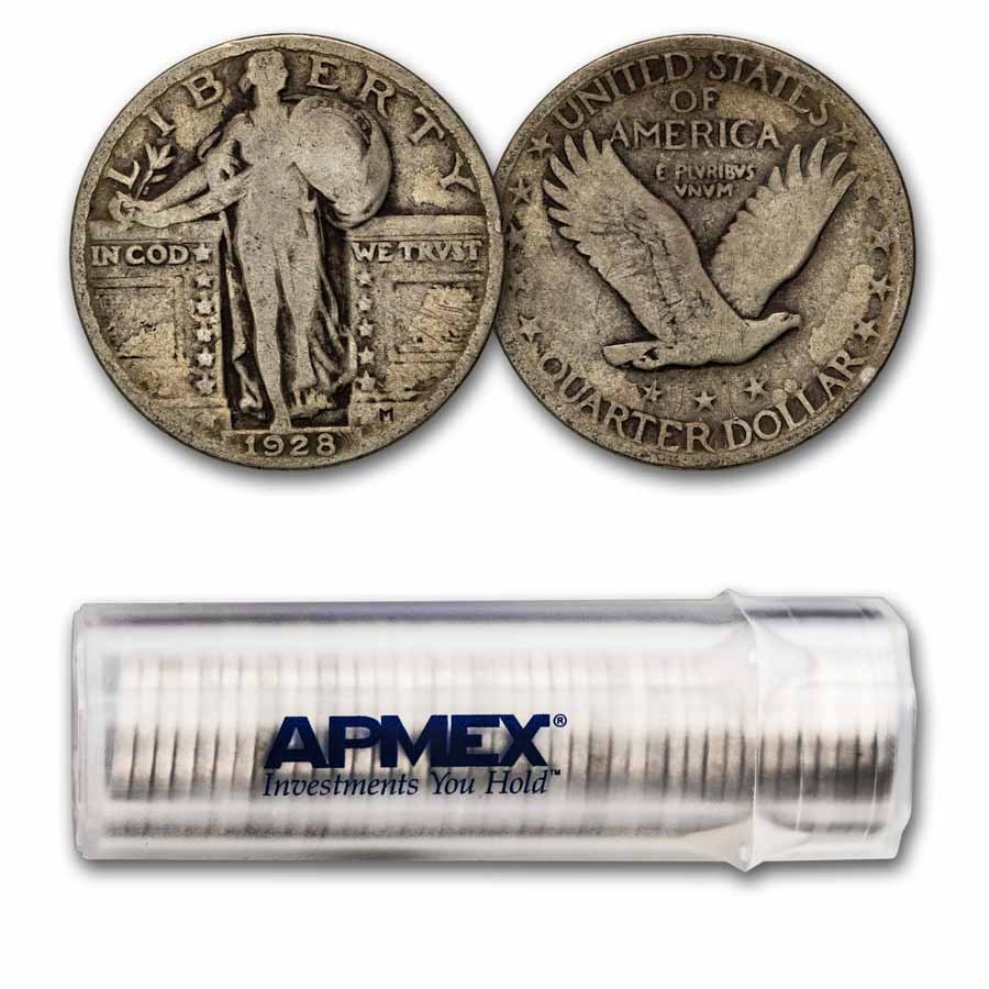 1928 Standing Liberty Quarter 40-Coin Roll Avg Circ