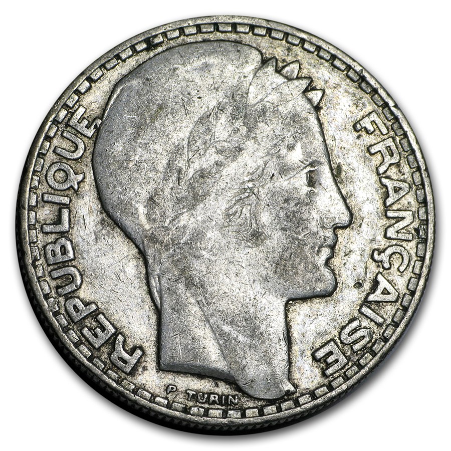 1929-1939 France Silver 20 Francs Avg Circ (ASW .4372)