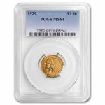 1929 $2.50 Indian Gold Quarter Eagle MS-64 PCGS