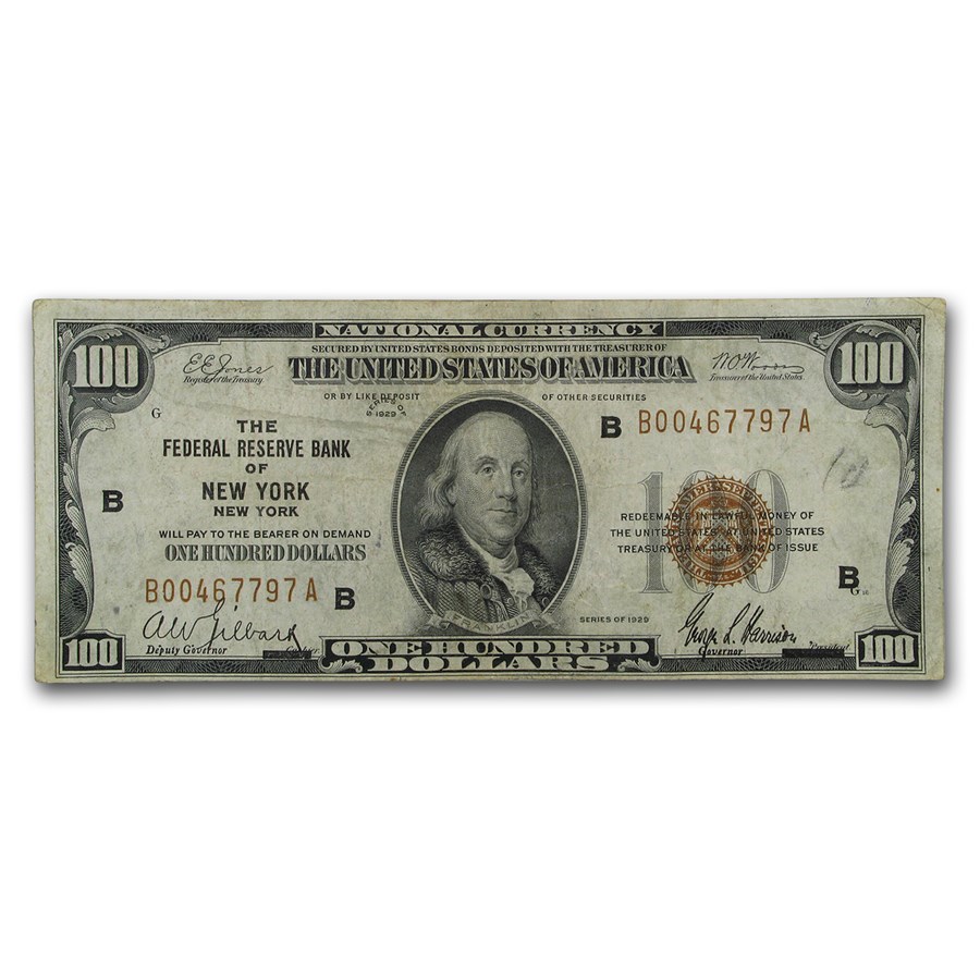 1929 (B-New York) $100 Brown Seal FRBN VF (Fr#1890-B)