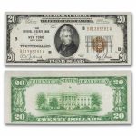 1929 (B-New York) $20 Brown Seal FRBN AU (Fr#1870-B)