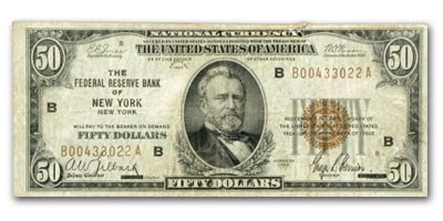 1929 (B-New York) $50 Brown Seal FRBN Fine Details