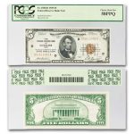 1929 (D-Cleveland) $5 Brown Seal FRBN AU-58 PPQ PCGS (Fr#1850-D)