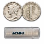 1929 Mercury Dime 50-Coin Roll Avg Circ