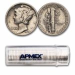 1929-S Mercury Dime 50-Coin Roll Avg Circ