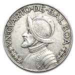 1930-1962 Panama Silver 1/4 Balboa Avg Circ