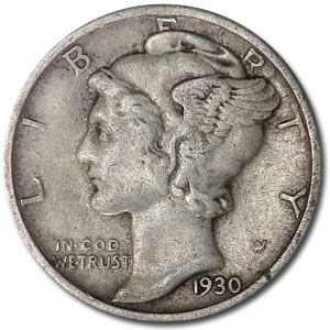 1930 Mercury Dime XF