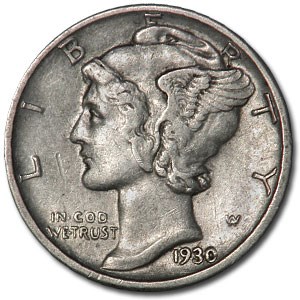 1930-S Mercury Dime XF