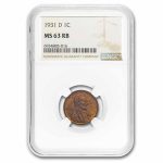 1931-D Lincoln Cent MS-63 NGC (Red/Brown)