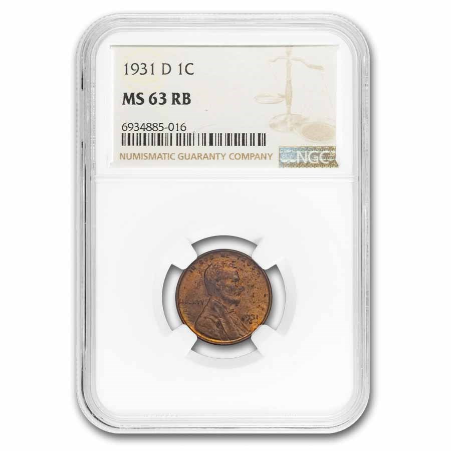 1931-D Lincoln Cent MS-63 NGC (Red/Brown)
