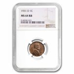 1931-D Lincoln Cent MS-64 NGC (Red/Brown)