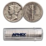 1931-D Mercury Dime 50-Coin Roll Avg Circ