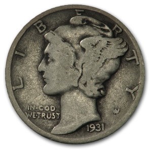 1931-D Mercury Dime VG