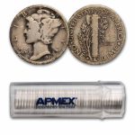 1931-S Mercury Dime 50-Coin Roll Avg Circ
