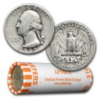 1932 Washington Quarter 40-Coin Roll Avg Circ