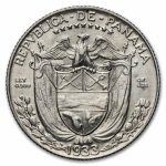 1933 Panama Silver 1/4 Balboa AU