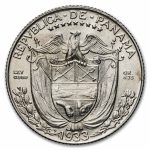 1933 Panama Silver 1/4 Balboa BU