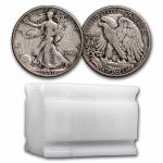 1933-S Walking Liberty Halves 20-Coin Roll Avg Circ