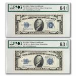 1934 $10 Silver Certificate CU-63/64 EPQ PMG (Fr#1701/m) 2 Cons.