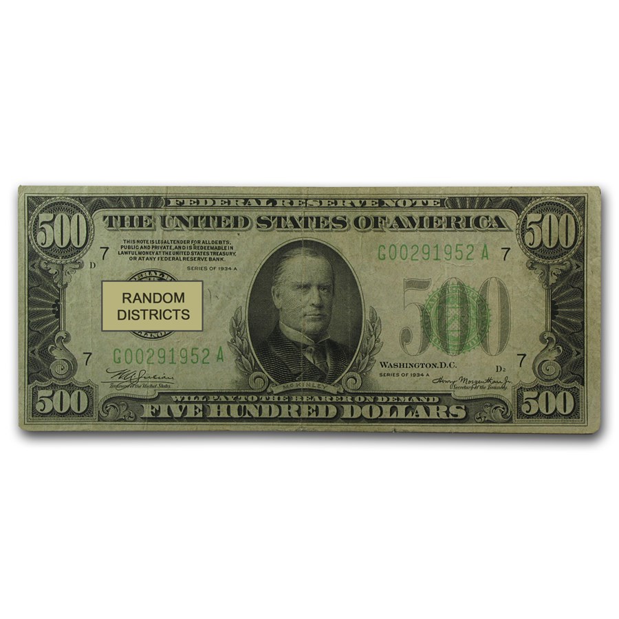 1934/34-A $500 FRN Fine or Better (Districts of Our Choice)