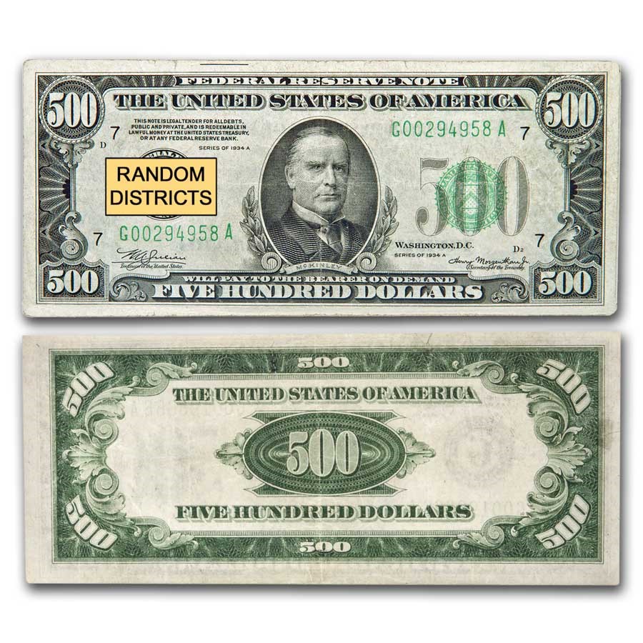 1934/34-A $500 FRN VF (Districts of Our Choice)