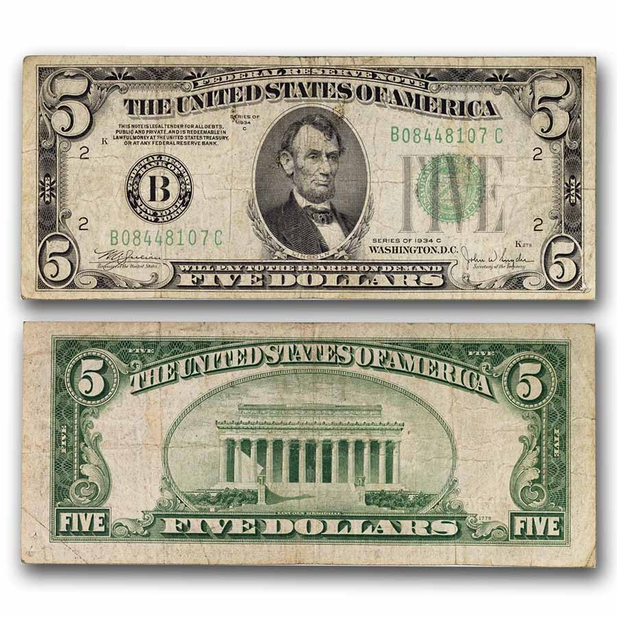 1934 $5.00 FRN Cull/Good (Random Series)