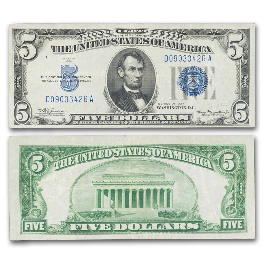 1934 $5.00 Silver Certificate VF (Fr#1650)