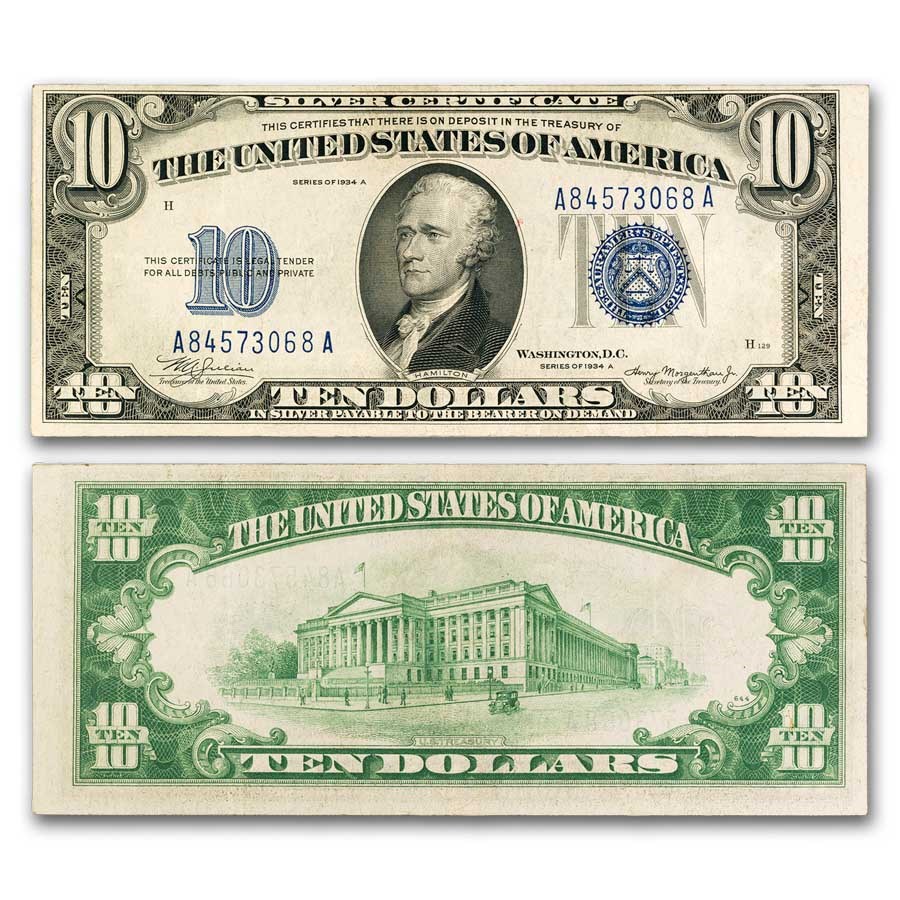 1934-A $10 Silver Certificate VF (Fr#1702)