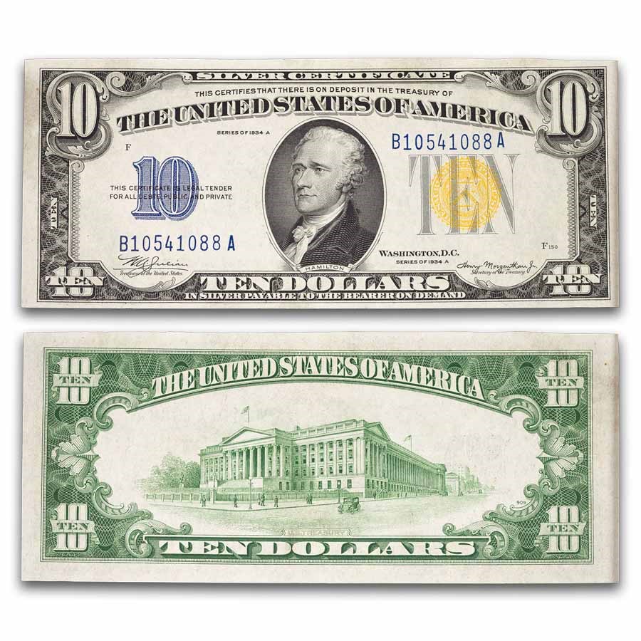 1934-A $10 Yellow Seal North Africa CU (Fr#2309)