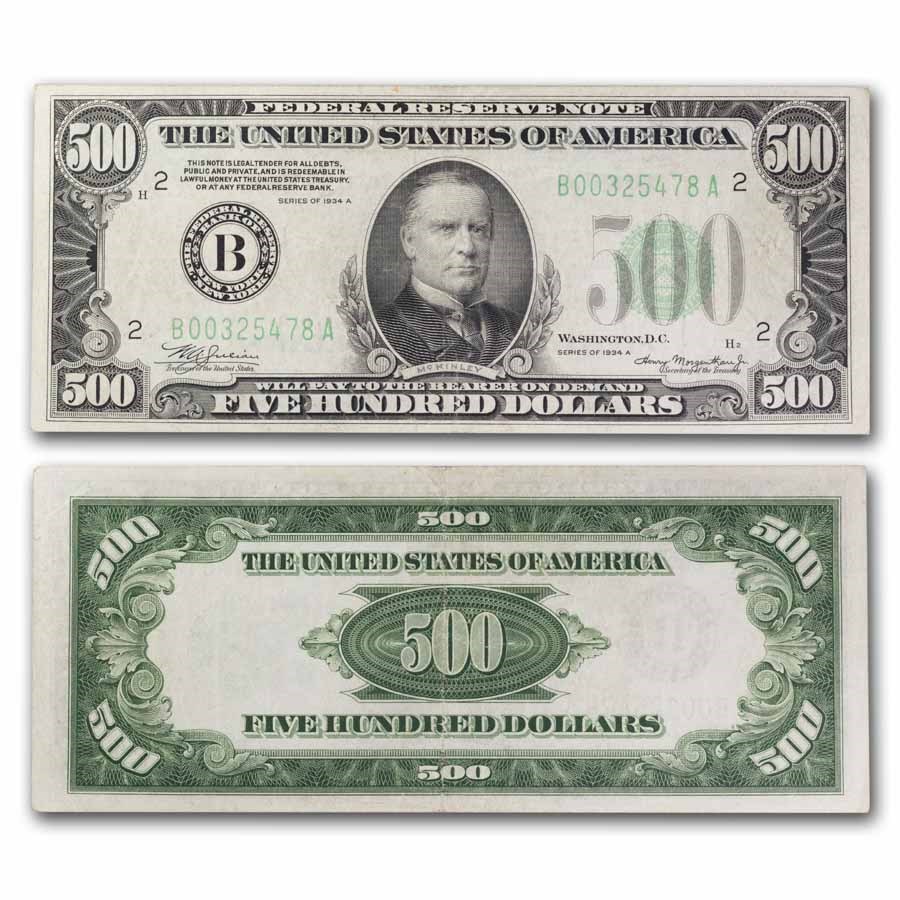 1934-A (B-New York) $500 FRN VF (Fr#2202-B)