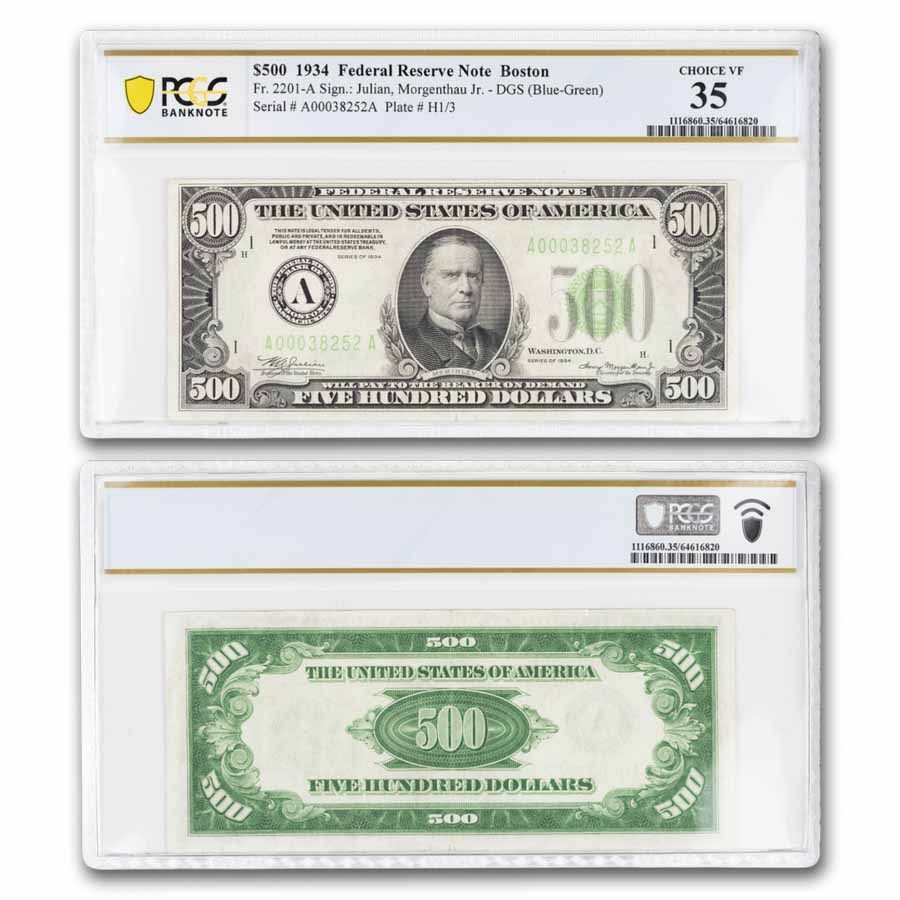 1934 (A-Boston) $500 FRN CH VF-35 PCGS (Fr#2201-A)