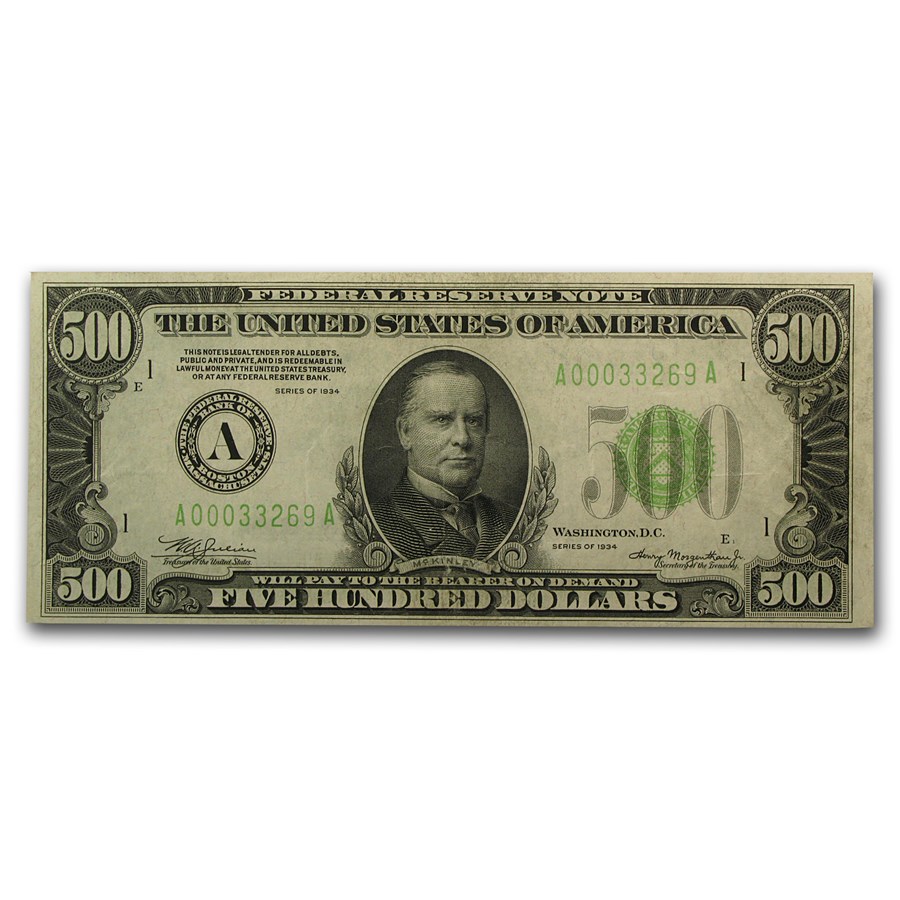 1934 (A-Boston) $500 FRN VF+ (Fr#2201-A)