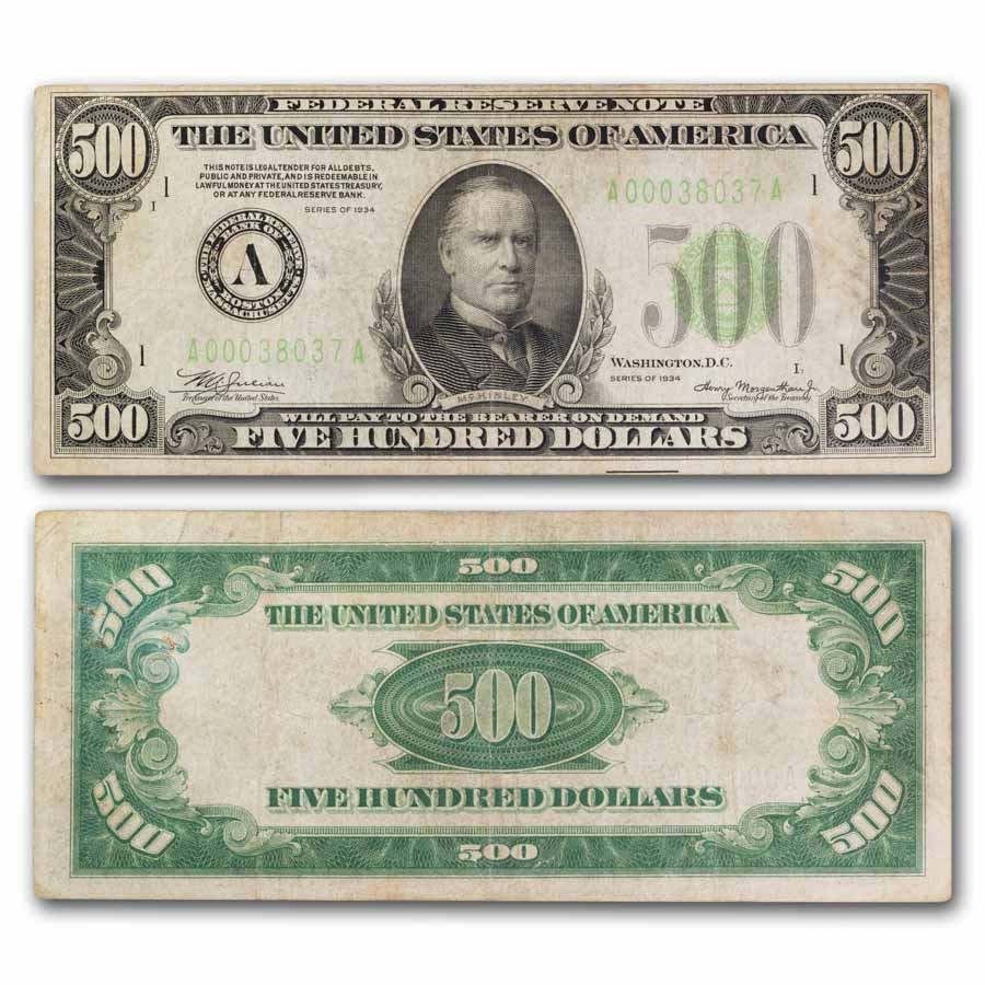 1934 (A-Boston) $500 FRN VF (Fr#2201-A)